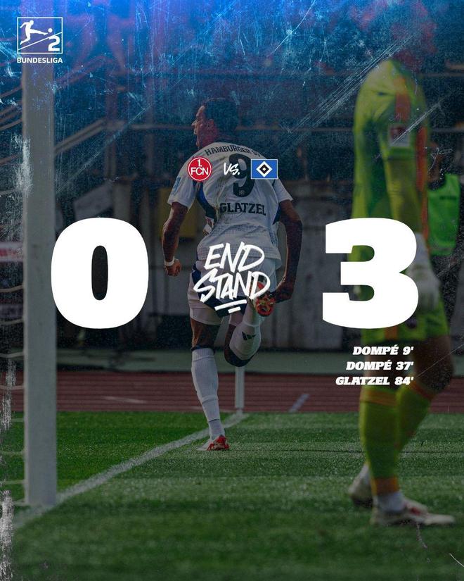 漢堡近勝榜首，德甲近在咫尺！3-0勝紐倫堡，領(lǐng)跑德乙！