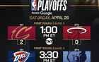 NBA官預(yù)熱27日系列賽：雷霆終結(jié)，掘金扳平。